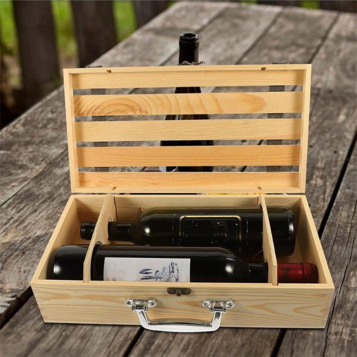 Cutie Lemn Tip Cufăr pentru 2 Sticle de Vin - Atelier Magic