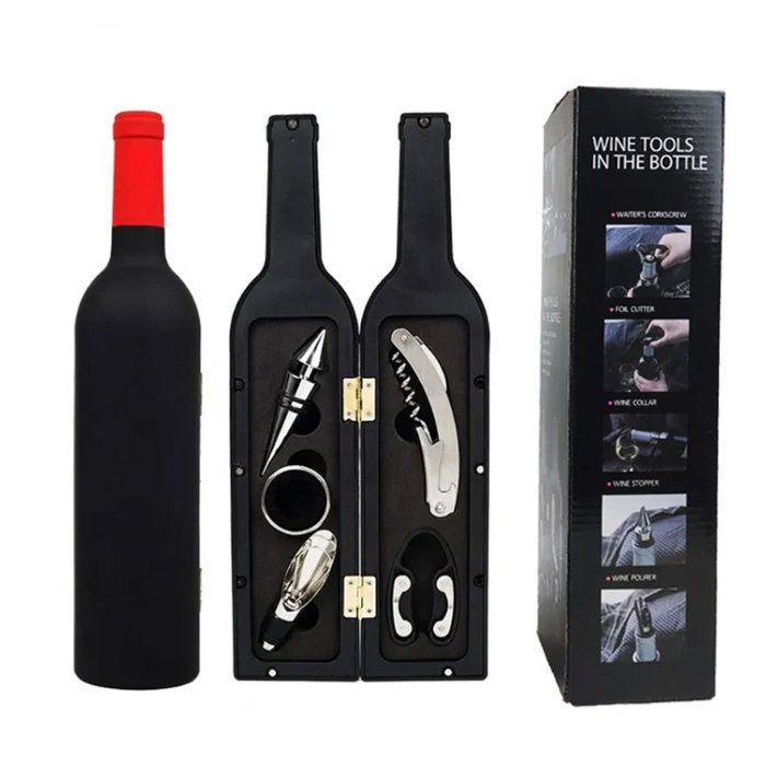 Set 5 Accesorii Vin în Cutie Tip Sticlă - Atelier Magic