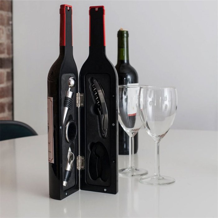 Set 5 Accesorii Vin în Cutie Tip Sticlă - Atelier Magic