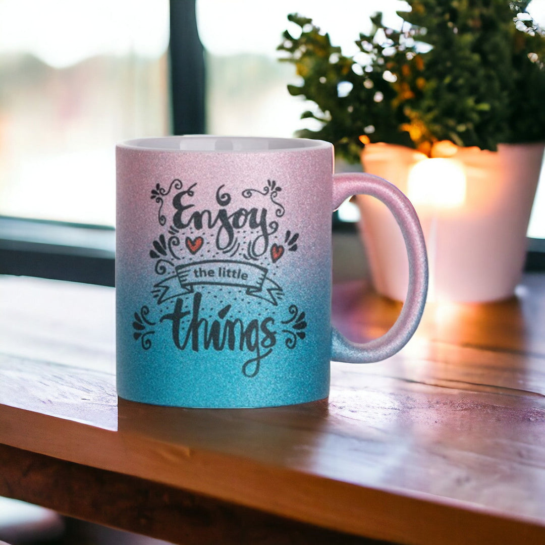 Cană glitter pink&blue personalizată - Cadouri Personalizate