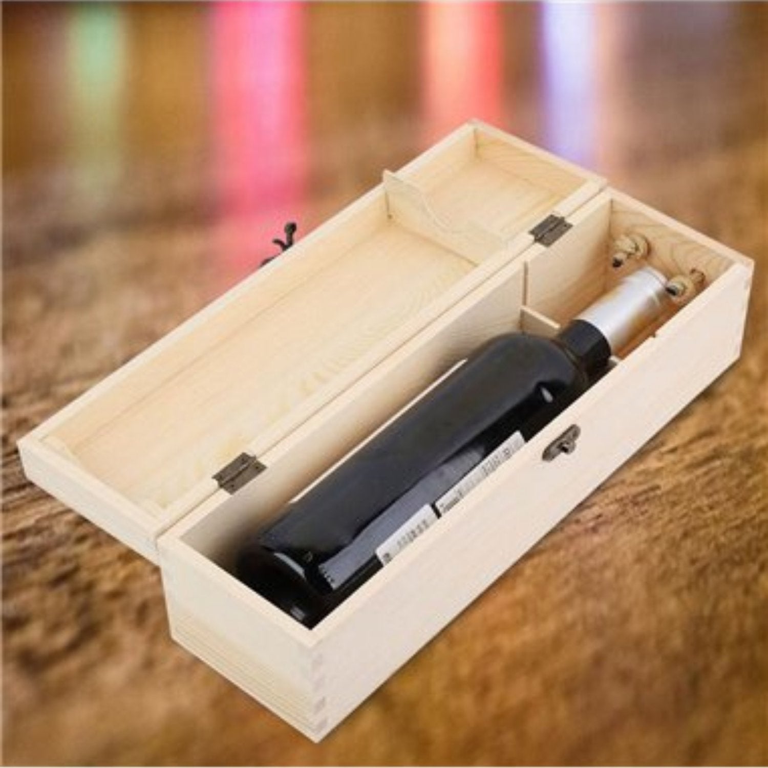 Cutie de lemn pentru vin cu mâner personalizată - Cadouri Personalizate