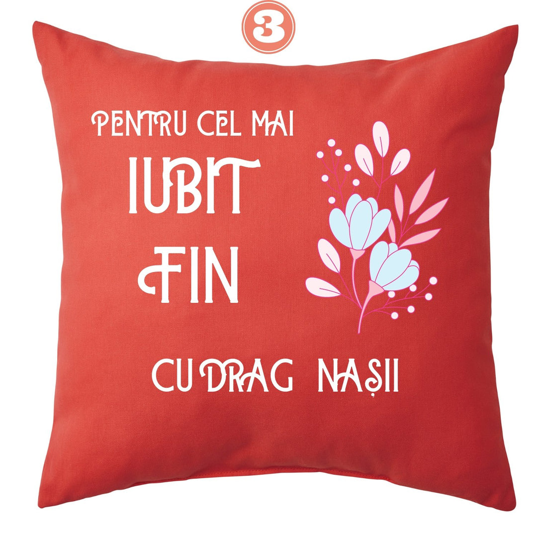 Pernă cadou pentru nași sau fini - Cadouri Personalizate