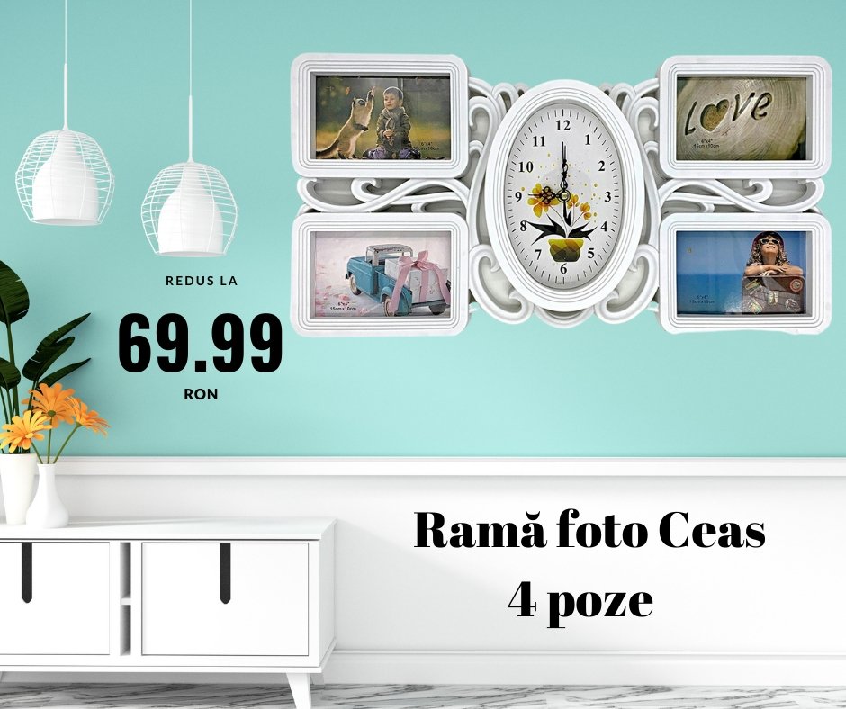 Rama foto ceas 4 poze - Cadouri Personalizate
