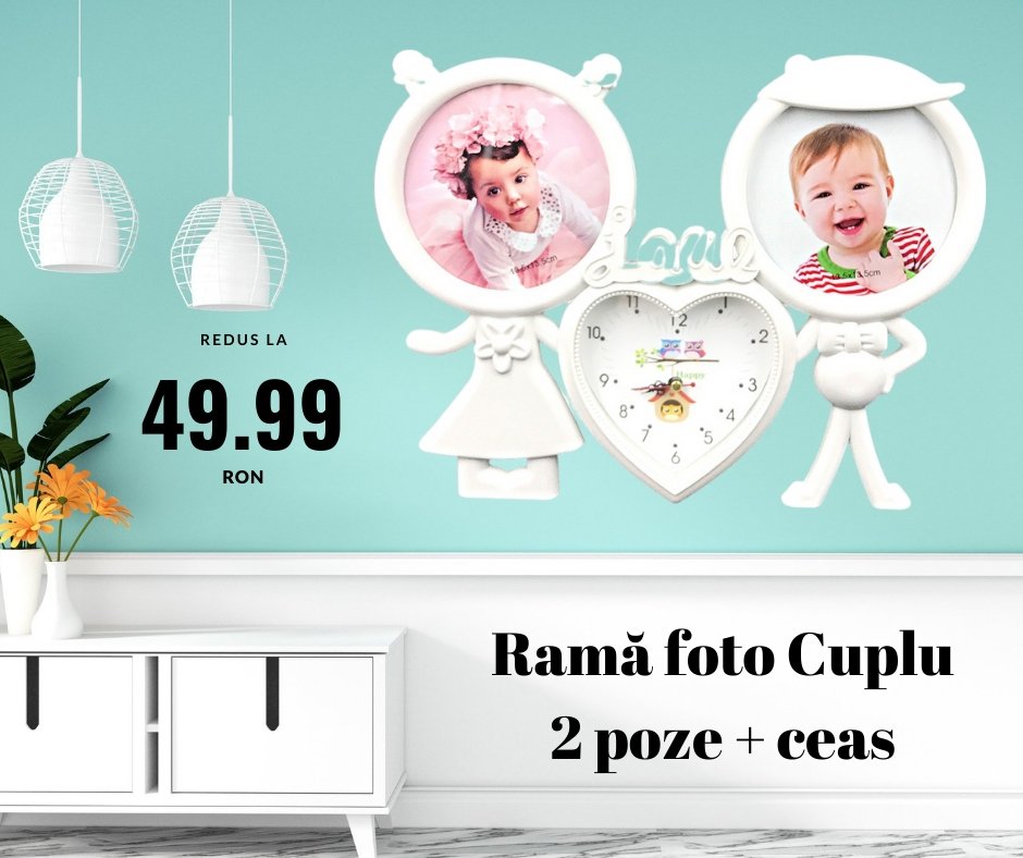 Rama foto ceas CUPLU 2 poze - Cadouri Personalizate