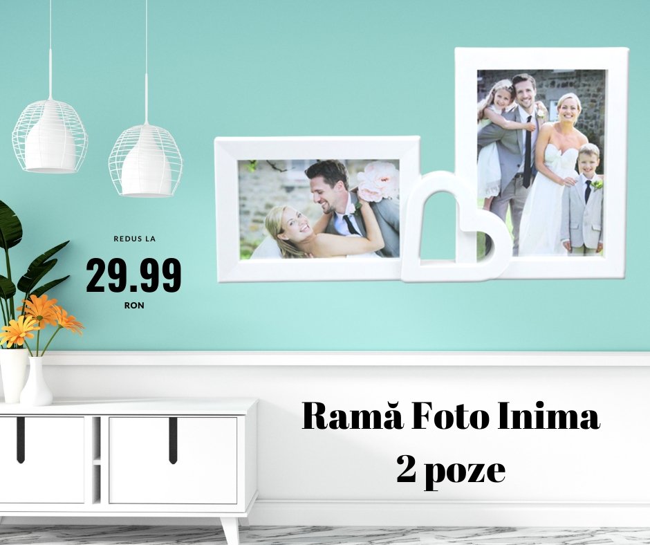 Ramă foto colaj Inima 2 poze - Cadouri Personalizate