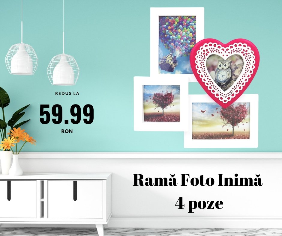 Rama foto colaj Inima 4 poze - Cadouri Personalizate