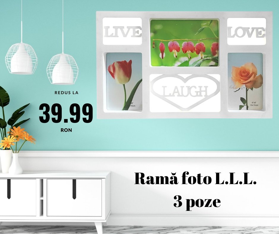 Rama foto colaj Live Laugh Love 3 poze - Cadouri Personalizate