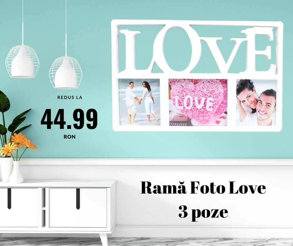 Ramă foto colaj Love 3 poze - Cadouri Personalizate