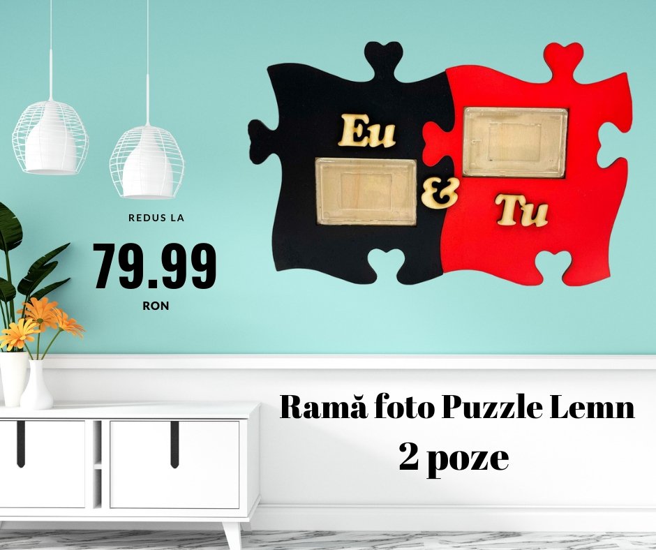 Rama foto lemn EU & TU 2 poze - Cadouri Personalizate
