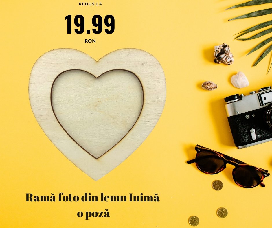 Rama foto lemn inima - Cadouri Personalizate
