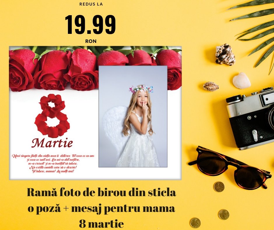 Rama foto sticla 8 MARTIE 1 - Cadouri Personalizate