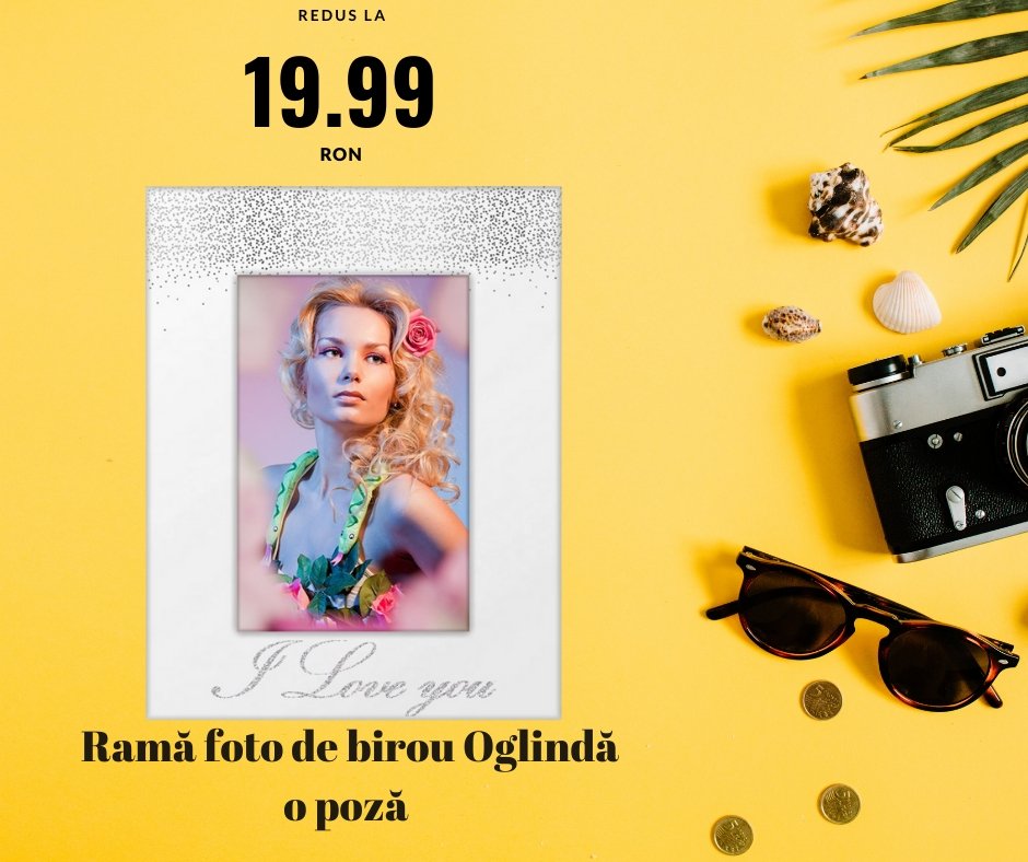 Rama foto sticla oglinda I Love You - Cadouri Personalizate