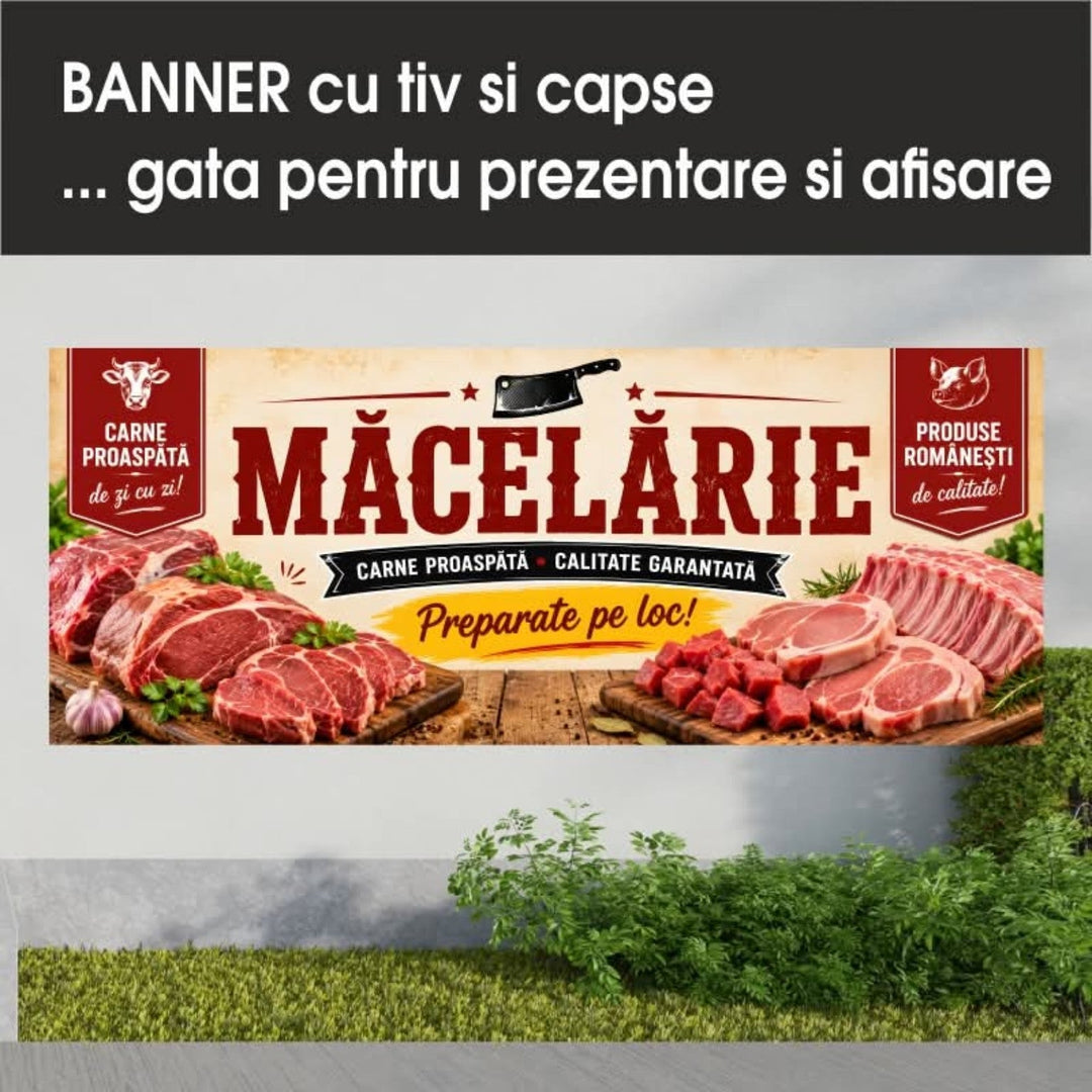 Grafică de banner măcelărie — crem cu satâr