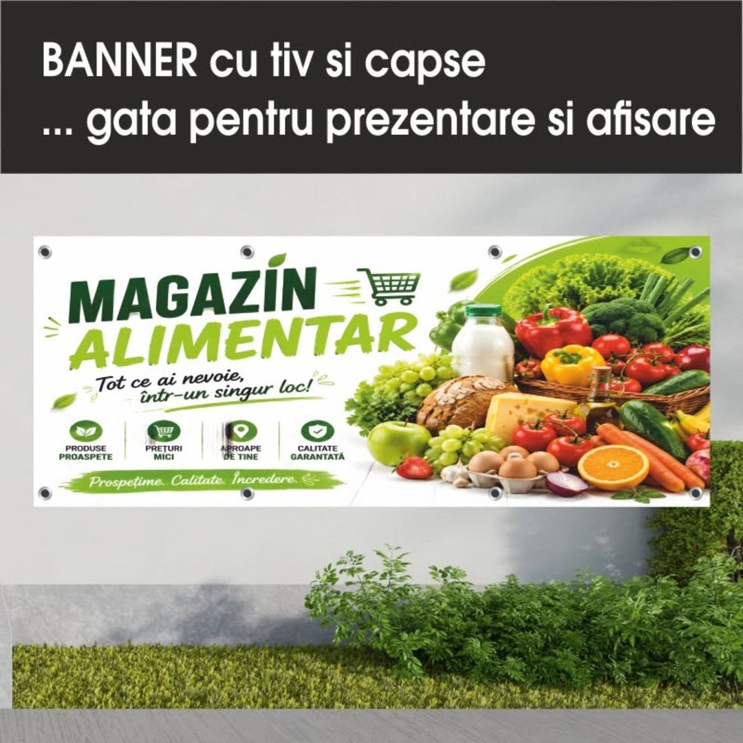 Grafică de banner magazin alimentar — alb și verde