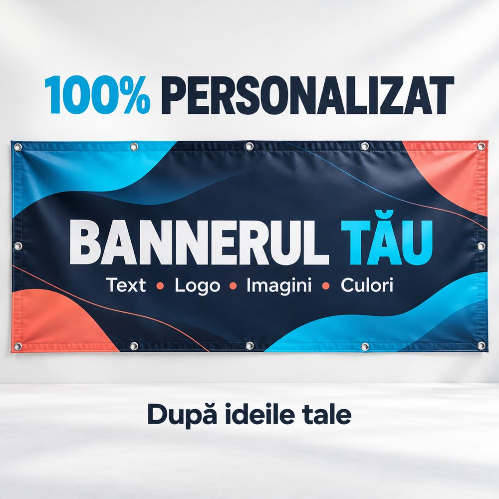 Exemplu de grafică pentru banner realizat cu texte și imagini personalizate