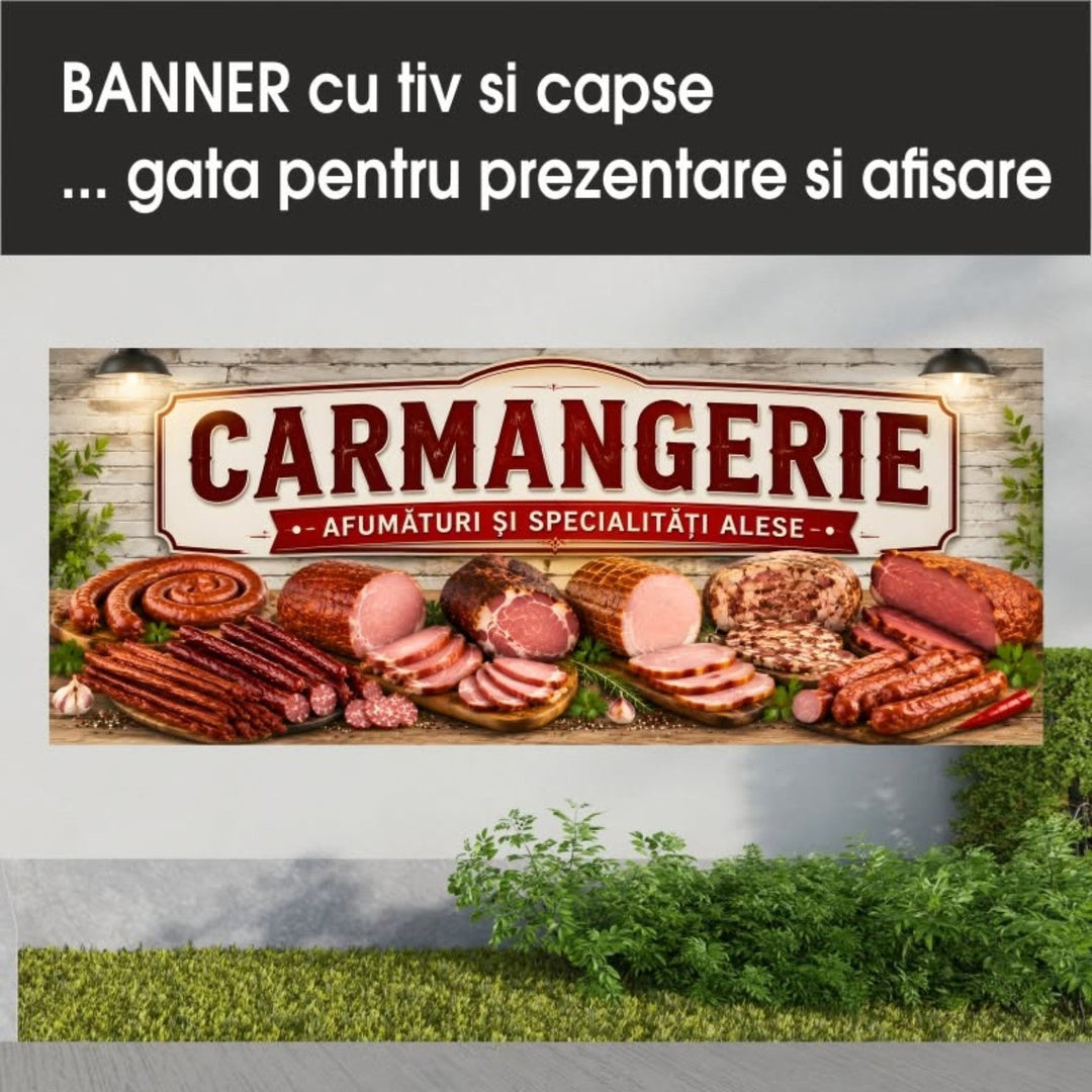 Grafică de banner carmangerie — crem cu specialități