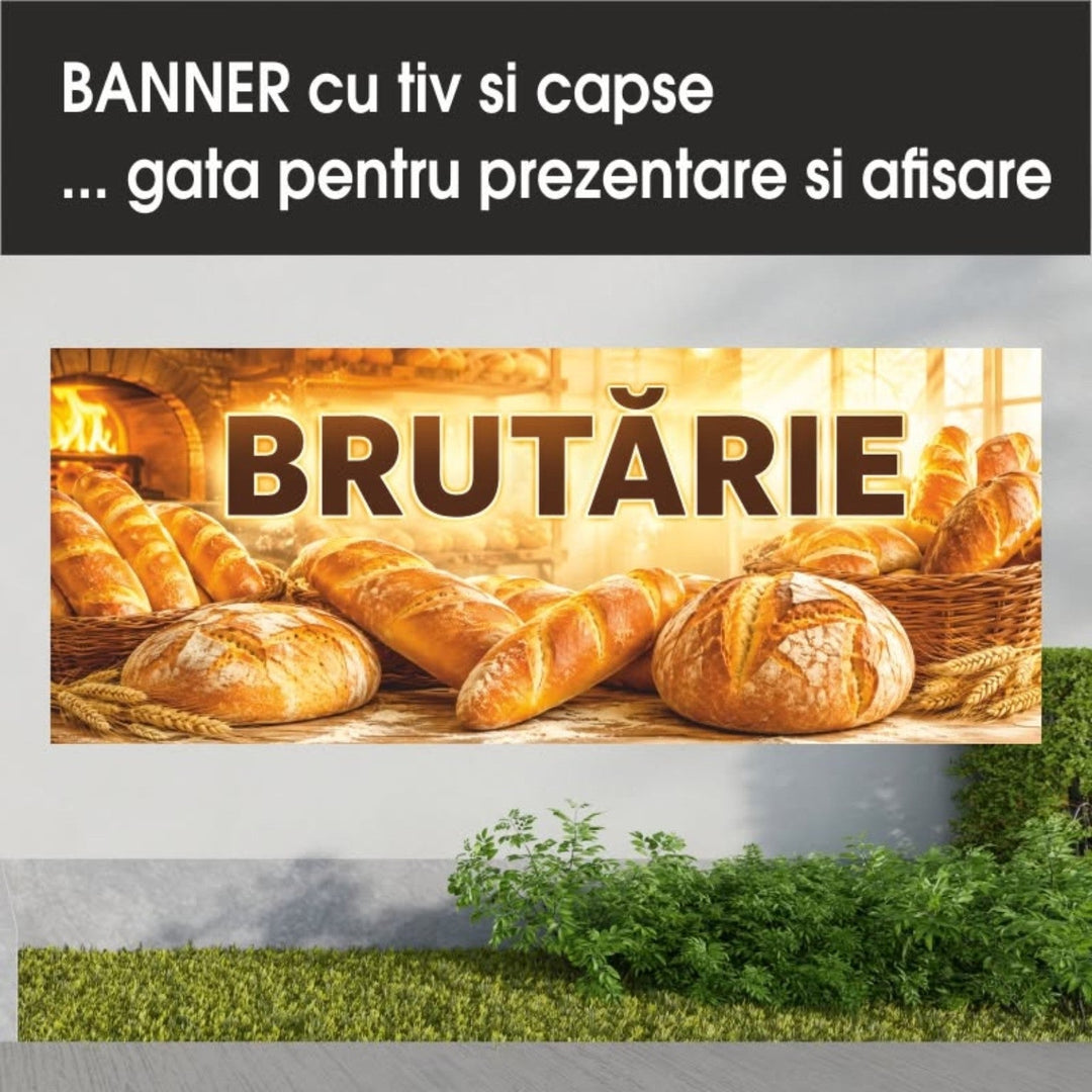 Banner PVC Brutărie – auriu cu pâine - Atelier Magic