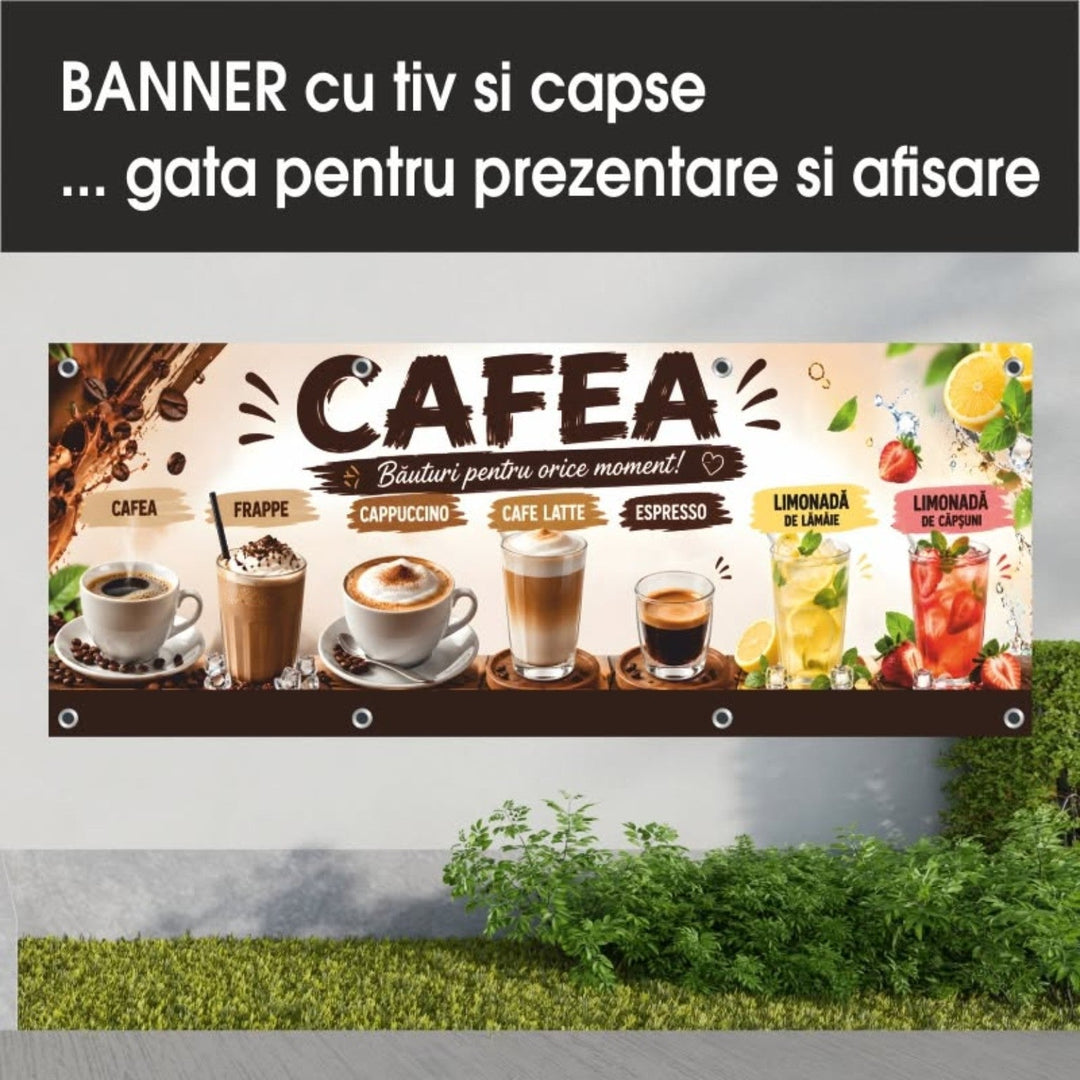 Banner PVC Cafea – crem cu băuturi și fructe - Atelier Magic