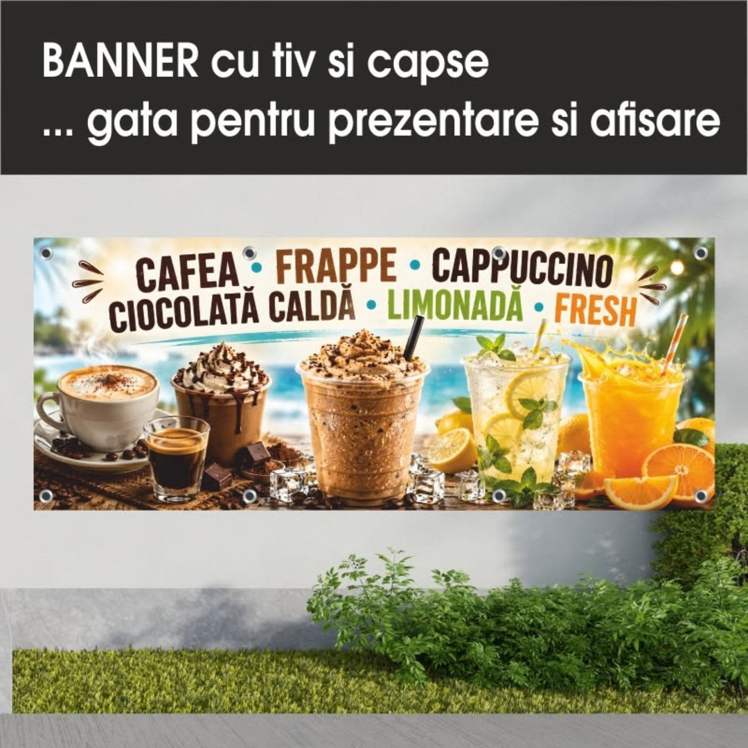 Banner PVC Cafea și băuturi – crem cu frappe și limonadă - Atelier Magic