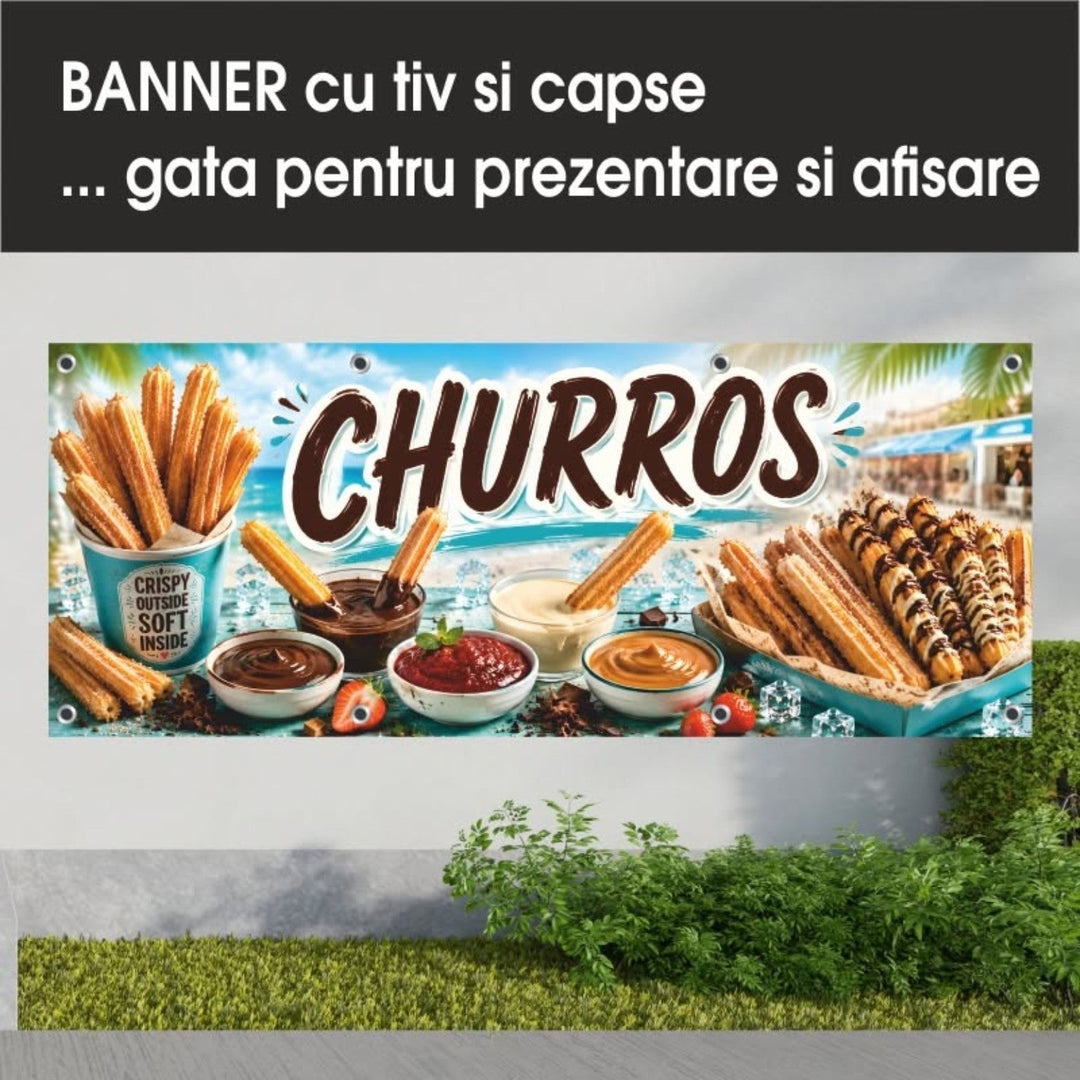 Banner PVC Churros – turcoaz cu sosuri - Atelier Magic