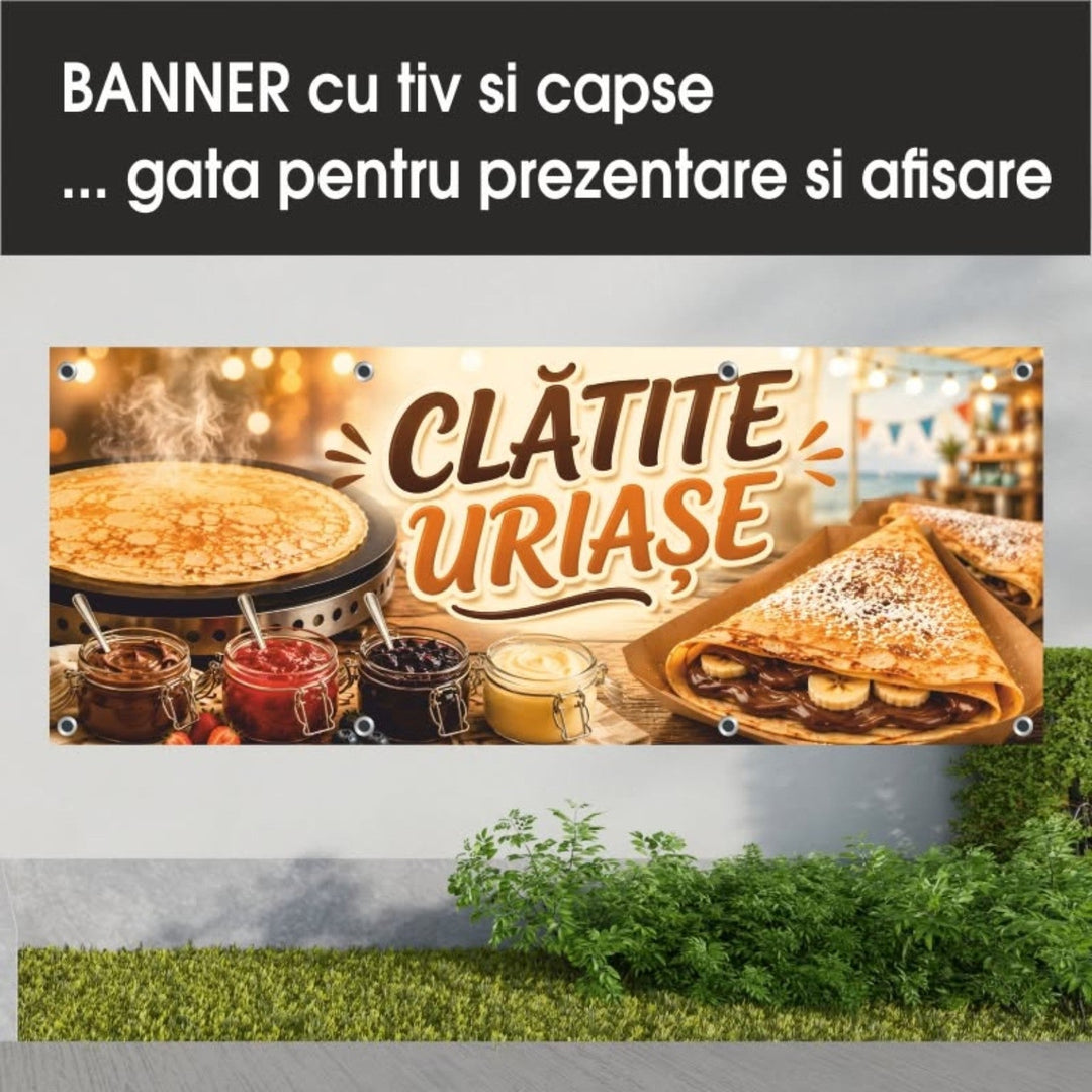 Banner PVC Clătite uriașe – auriu - Atelier Magic
