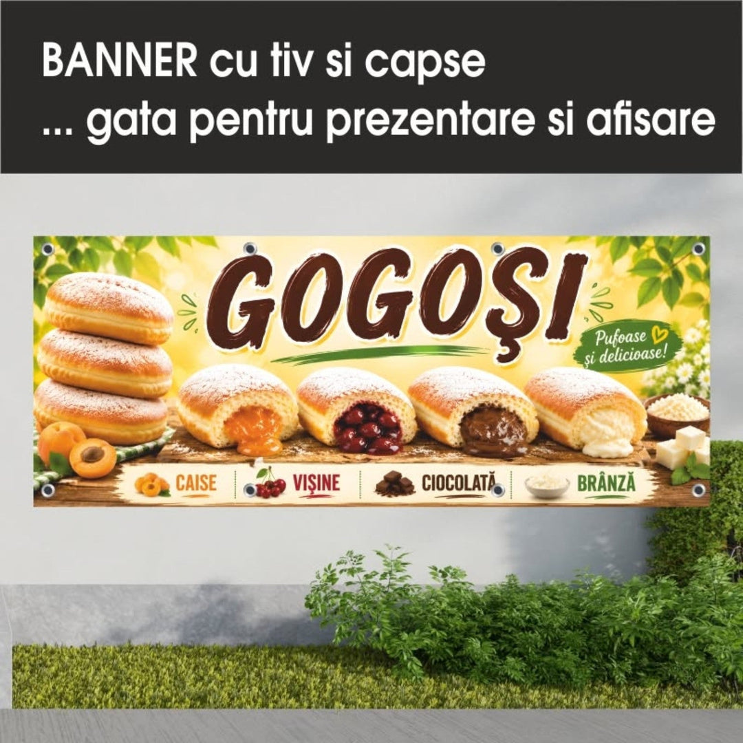 Banner PVC Gogoși – crem cu sortimente - Atelier Magic