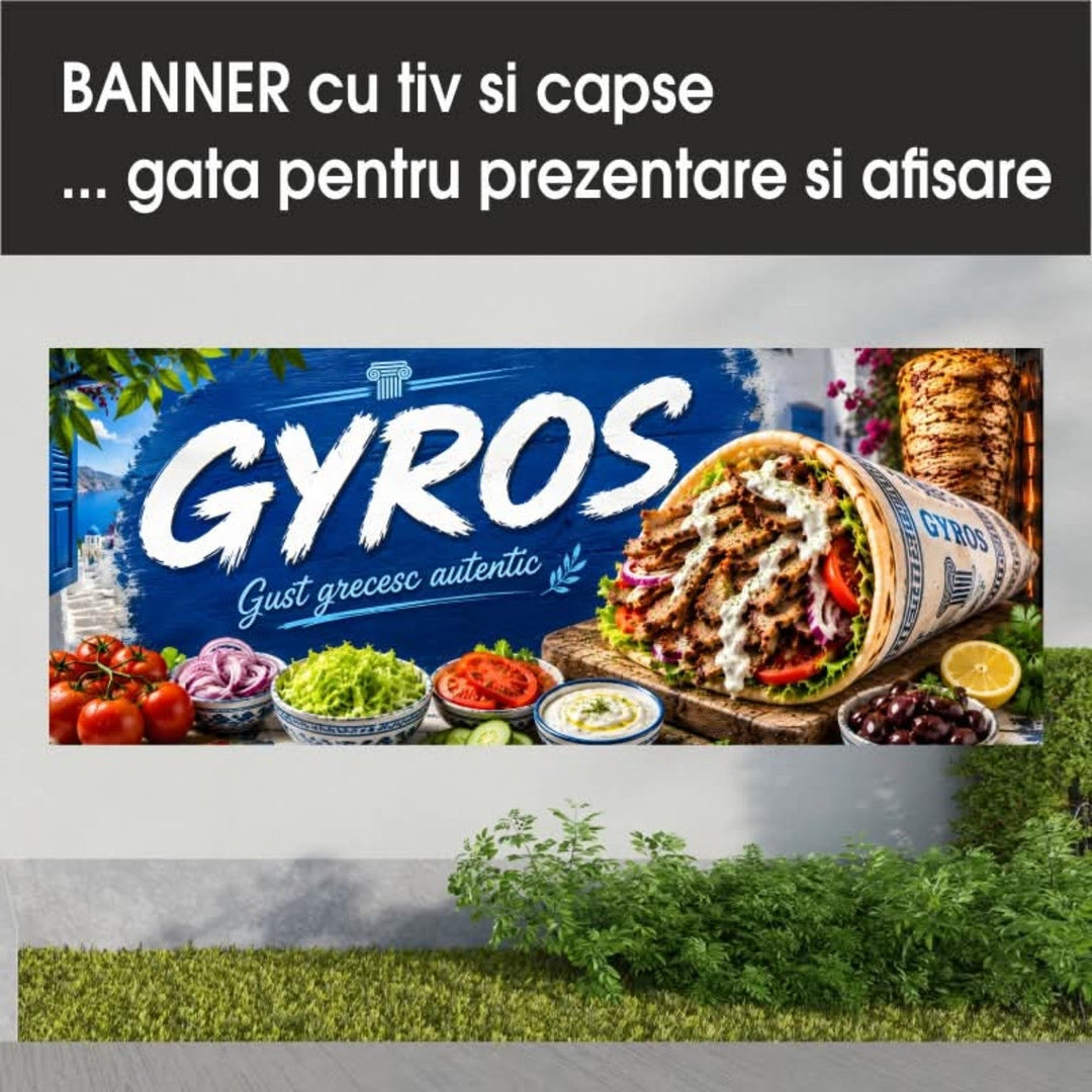 Banner PVC Gyros – albastru cu specific grecesc - Atelier Magic
