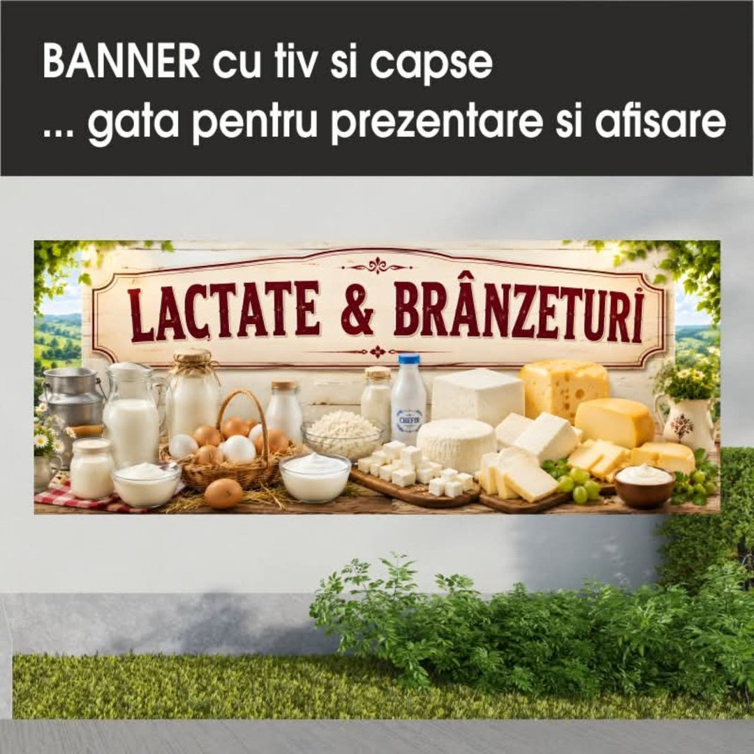 Banner PVC Lactate și Brânzeturi – rustic crem - Atelier Magic