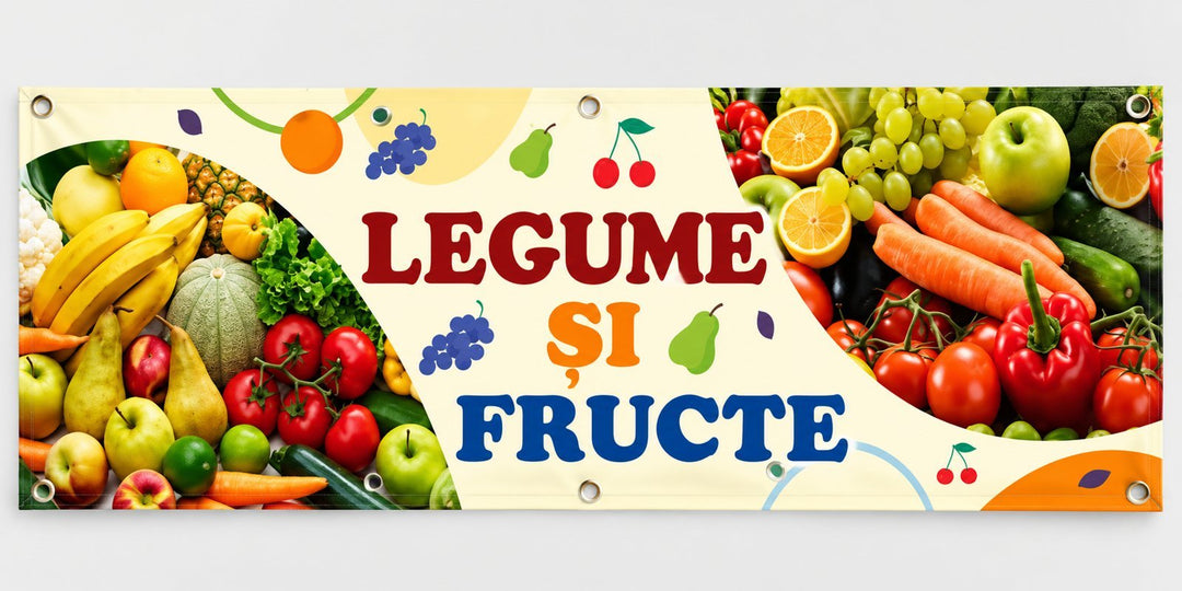 Banner PVC Legume și fructe – crem - Atelier Magic