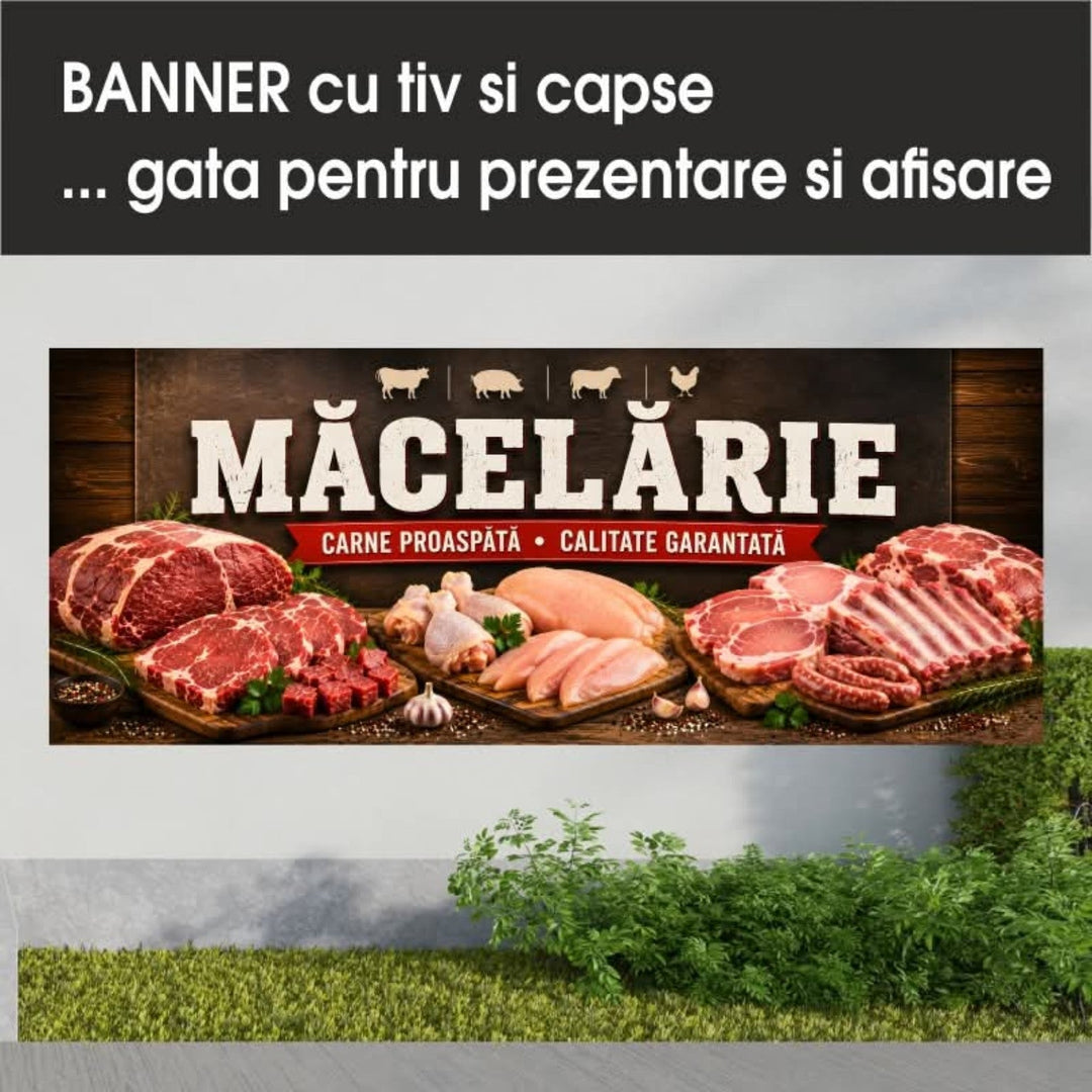 Banner PVC Măcelărie – rustic - Atelier Magic