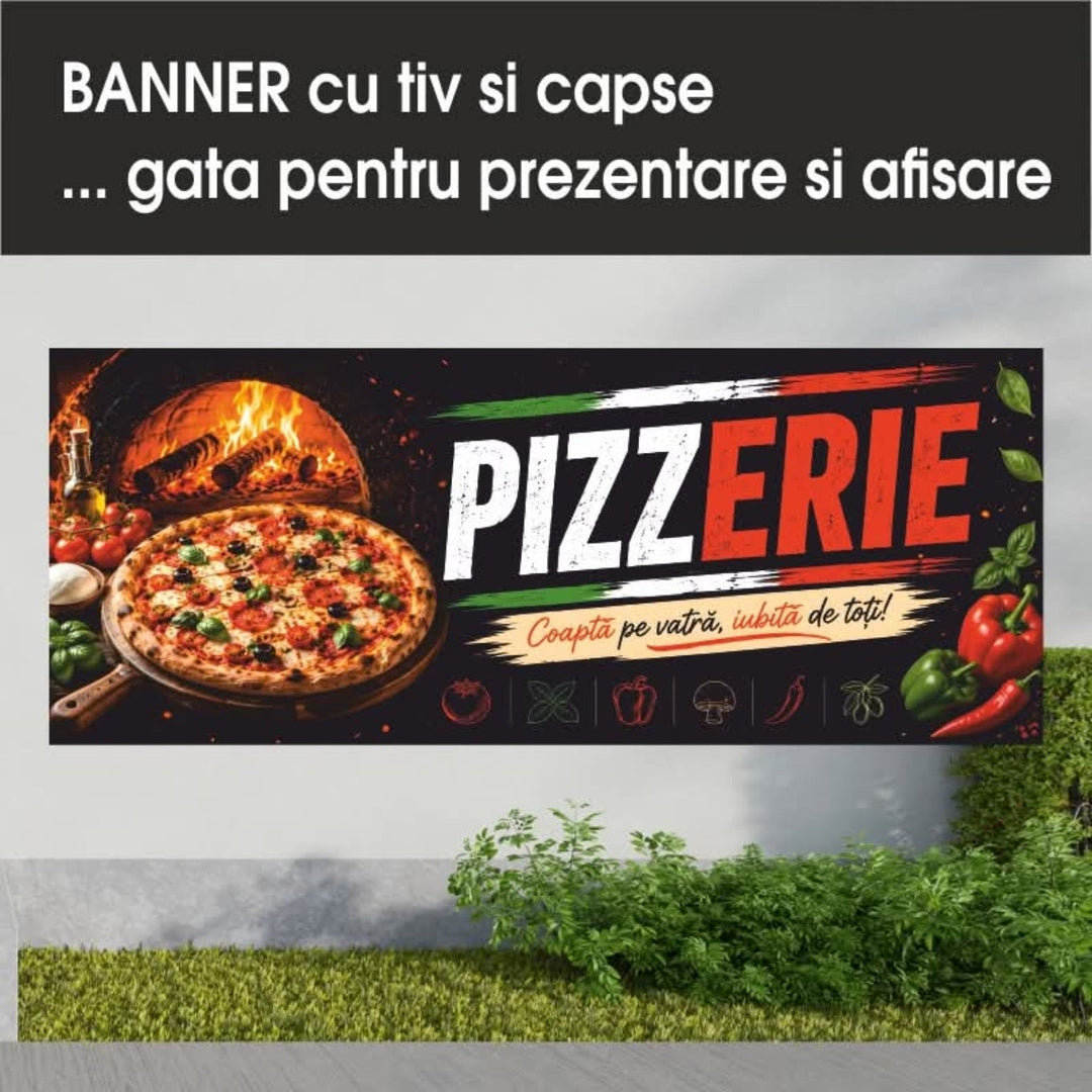 Banner PVC Pizzerie – cu cuptor pe lemne - Atelier Magic