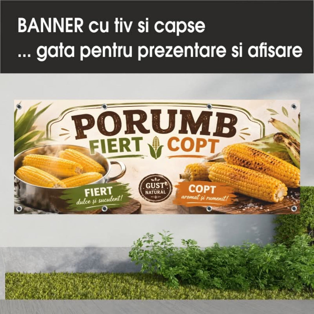 Banner PVC Porumb fiert și copt – crem cu știuleți - Atelier Magic
