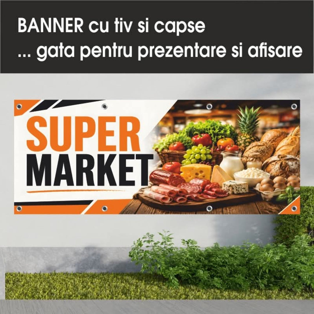 Banner PVC Supermarket – alb și portocaliu - Atelier Magic