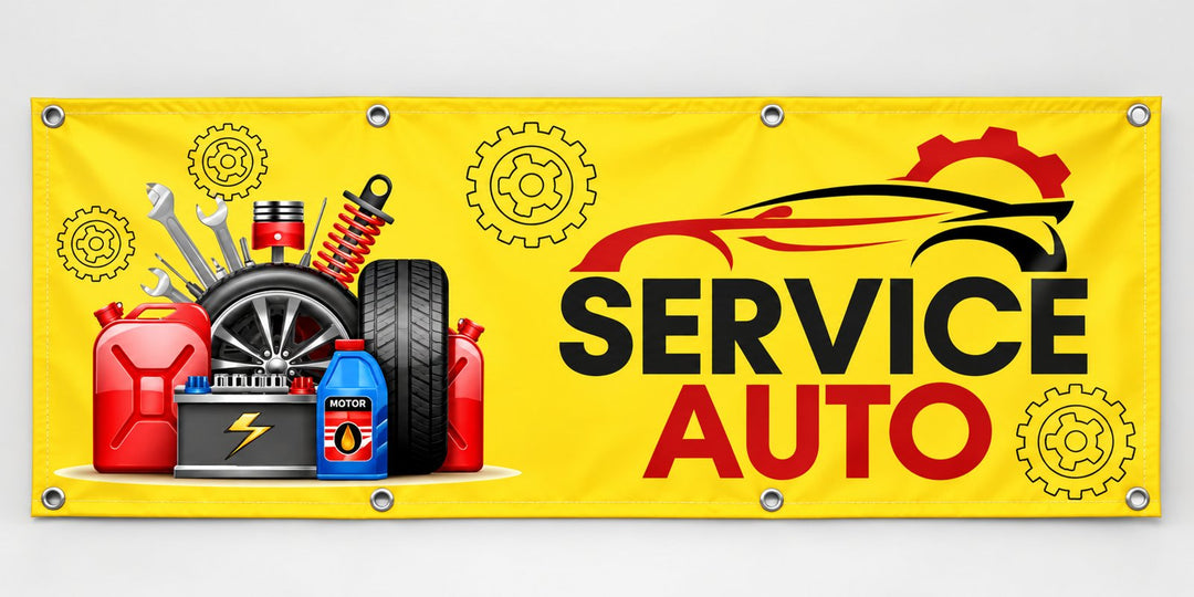 Grafică de banner service auto — galben