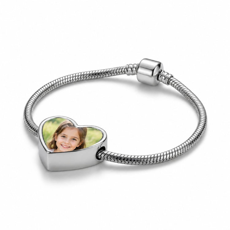 Brățară Metalică cu Inimă Personalizată cu Poză - Atelier Magic