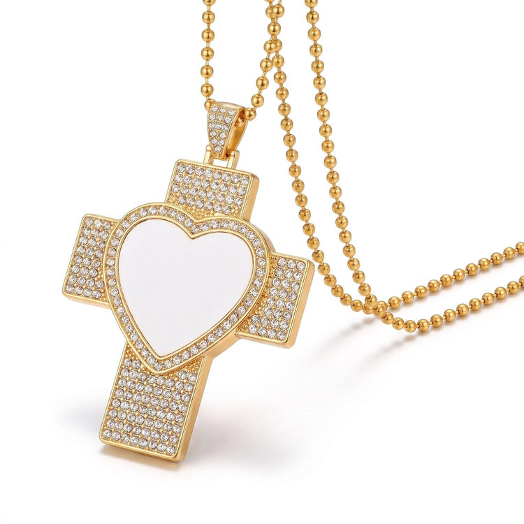 Colier Cruce cu Pietricele Personalizat cu Poză - Atelier Magic