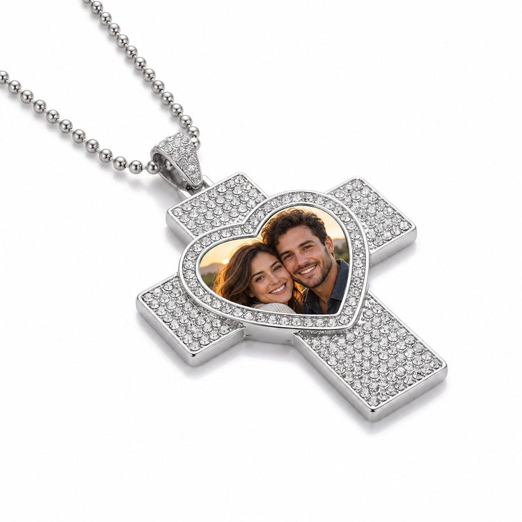 Colier Cruce cu Pietricele Personalizat cu Poză - Atelier Magic