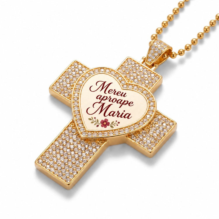 Colier Cruce cu Pietricele Personalizat cu Poză - Atelier Magic