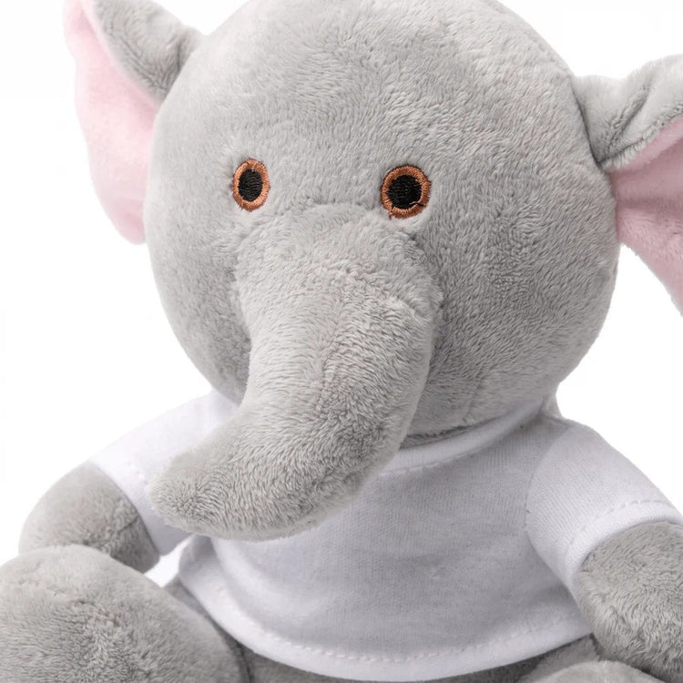 Elefant de pluș personalizabil cu fotografie, nume sau mesaj – 16 cm - Atelier Magic