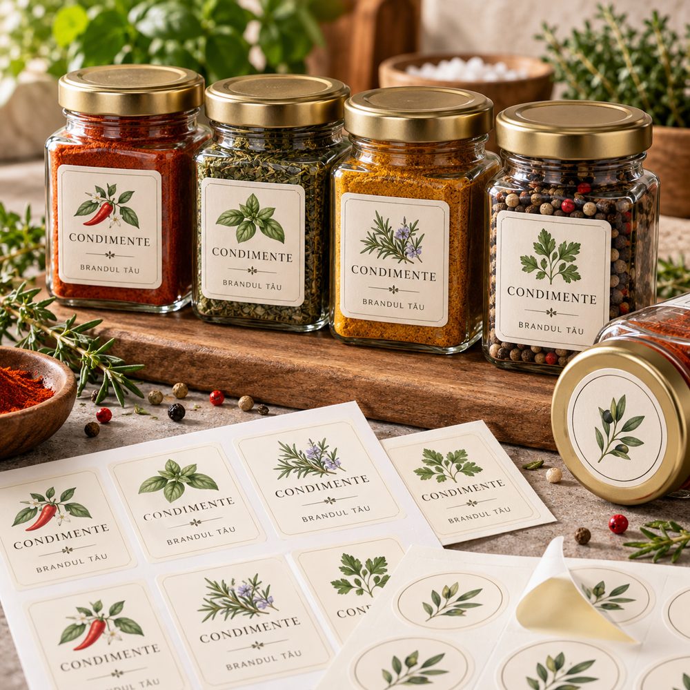 Etichete pentru condimente și borcane mici, personalizate - Atelier Magic