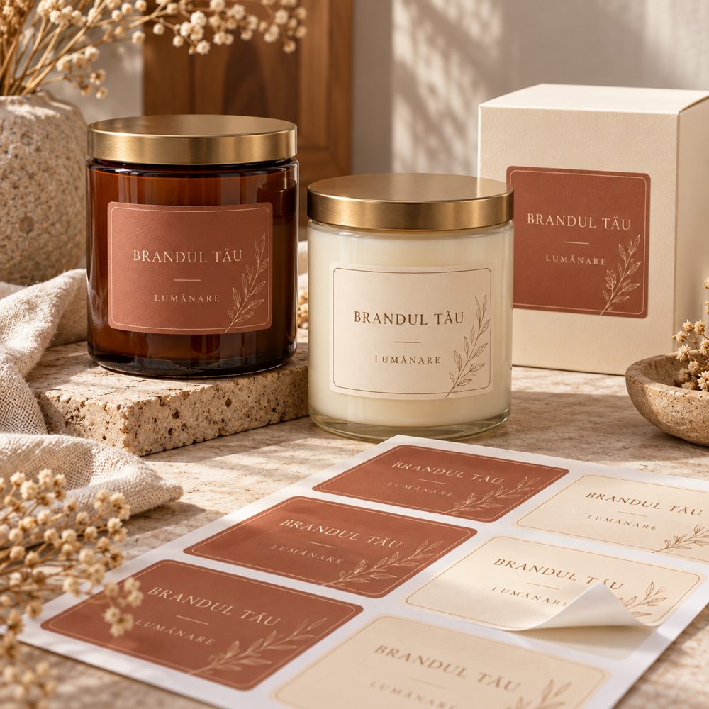 Model de prezentare: etichete pentru lumânări cu aromă și logo personalizate