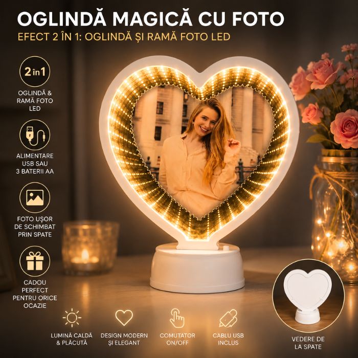 Oglindă Magică în Formă de Inimă Personalizată - Atelier Magic