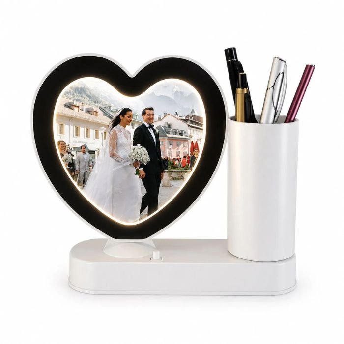Oglindă Magică Inimă cu Suport de Pixuri Personalizată - Atelier Magic