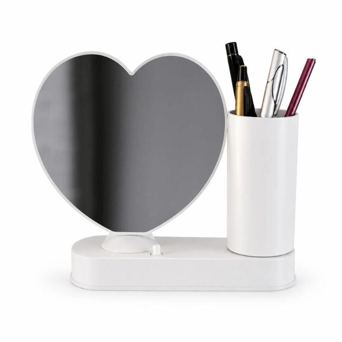 Oglindă Magică Inimă cu Suport de Pixuri Personalizată - Atelier Magic