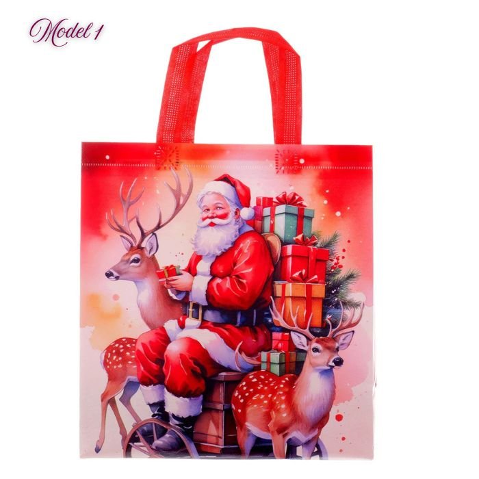 Sacoșă cadou de Crăciun textilă 29x27 - Atelier Magic