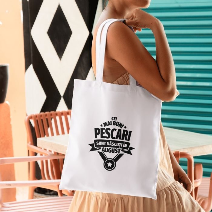 Sacoșă Tote Canvas „Cei Mai Buni Pescari Sunt Născuți în August” - Atelier Magic