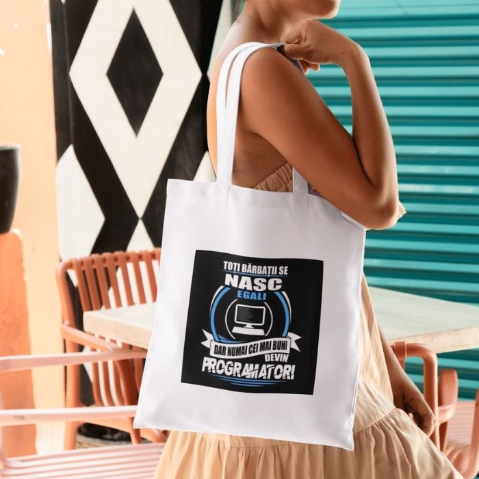 Sacoșă Tote Canvas „Numai Cei Mai Buni Devin Programatori” - Atelier Magic