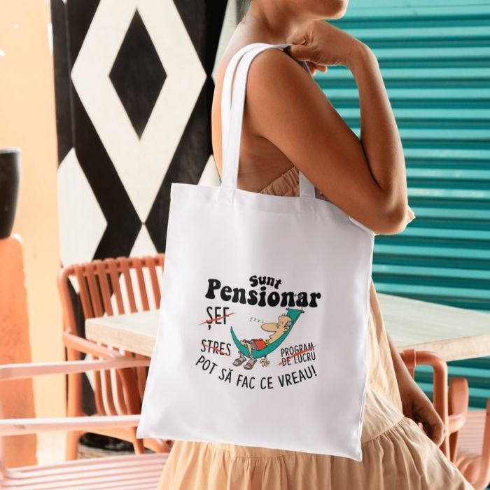 Sacoșă Tote Canvas "Sunt Pensionar" - Atelier Magic