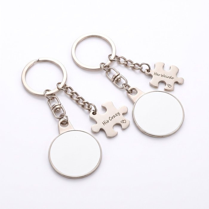 Set 2 brelocuri personalizate pentru cuplu – Puzzle cu poză - Atelier Magic