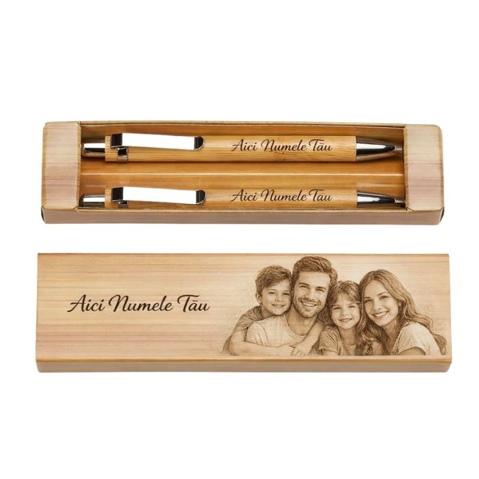 Set Pix și Creion din Bambus Personalizabil - Atelier Magic